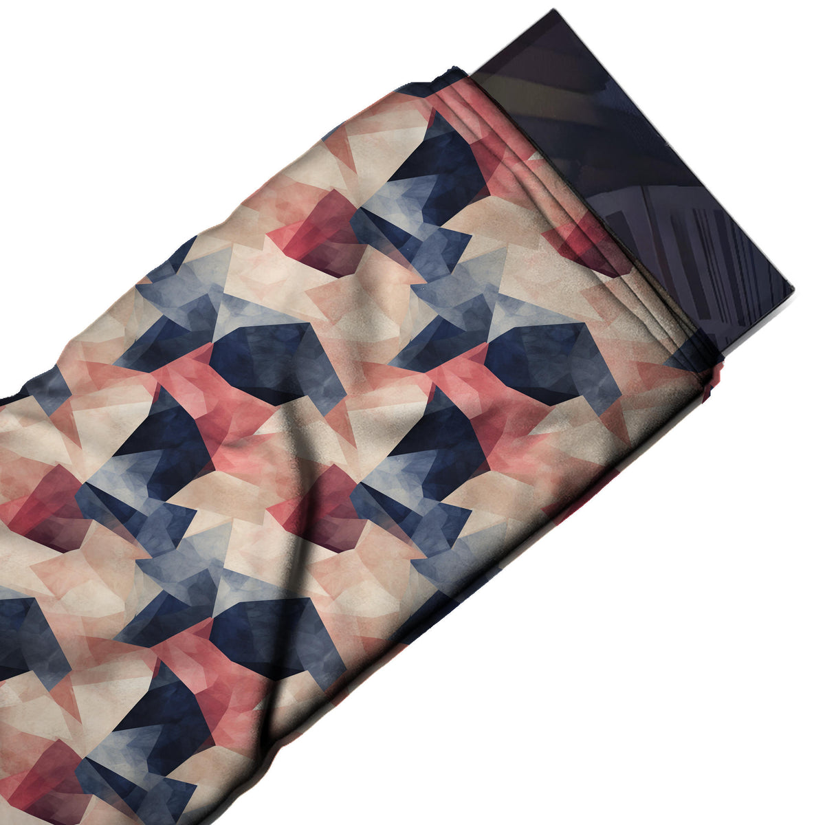 Flat fabric swatch: all-over layout of irregular many-sided watercolour shapes, design 3502, Clothwala