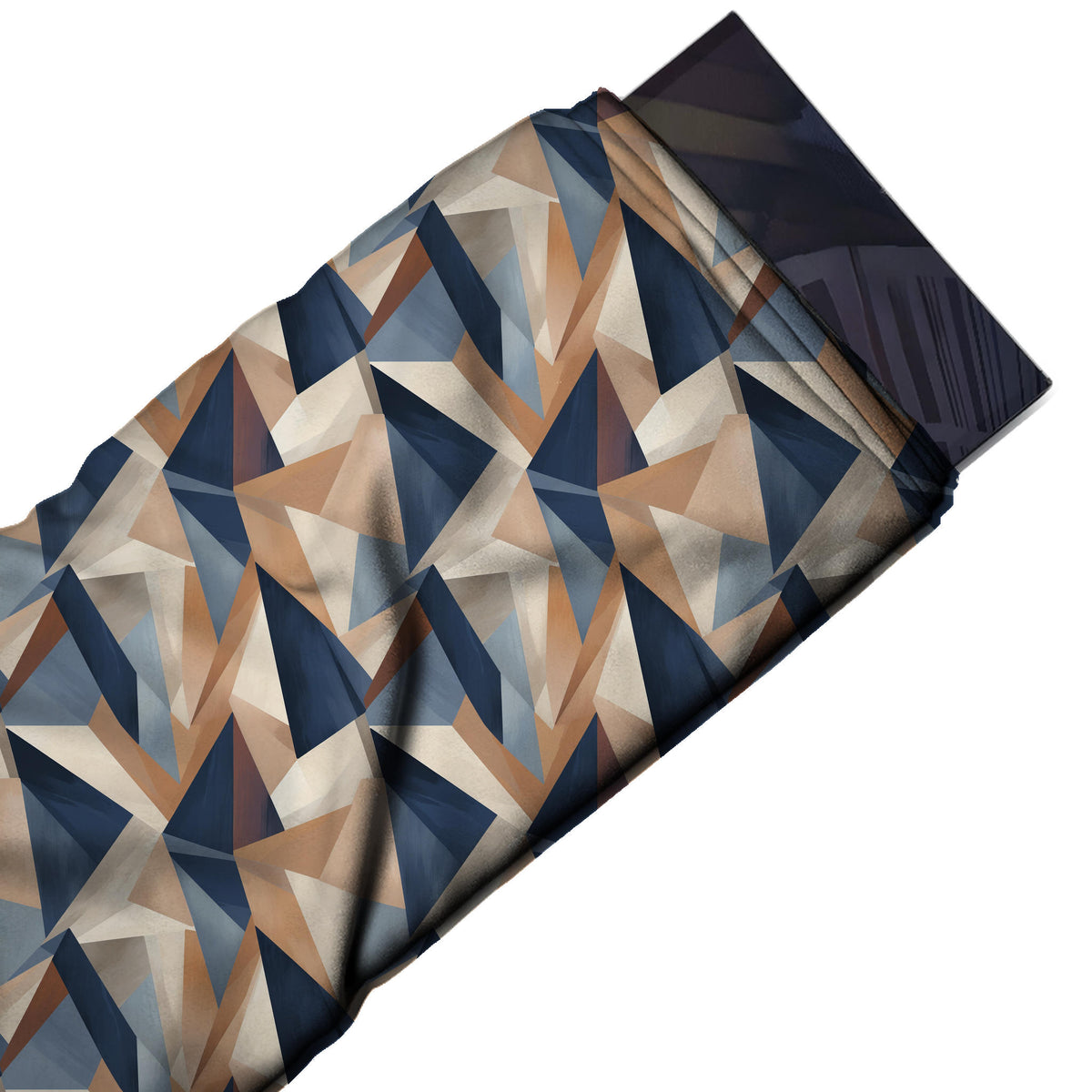 Flat fabric swatch: all-over geometric of long pointed shards radiating in several directions, design 3494, Clothwala