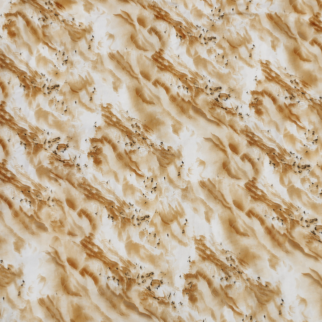 Cream & Tan Abstract Marble Swirl Print Fabric — design 361AJ-S/DS-530, Clothwala