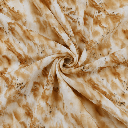 Cream & Tan Abstract Marble Swirl Print Fabric — design 361AJ-S/DS-530, Clothwala