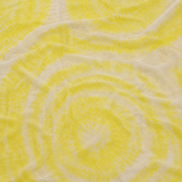Cream & Yellow Tie-Dye Swirl Print Fabric