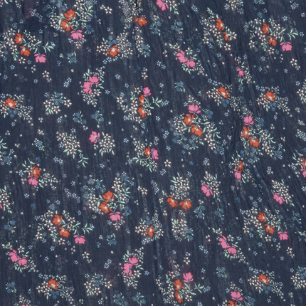 Dark Blue & Hot Pink Ditsy Floral Clusters Print Fabric — design 10748G0-SBGP/DS-500, Clothwala