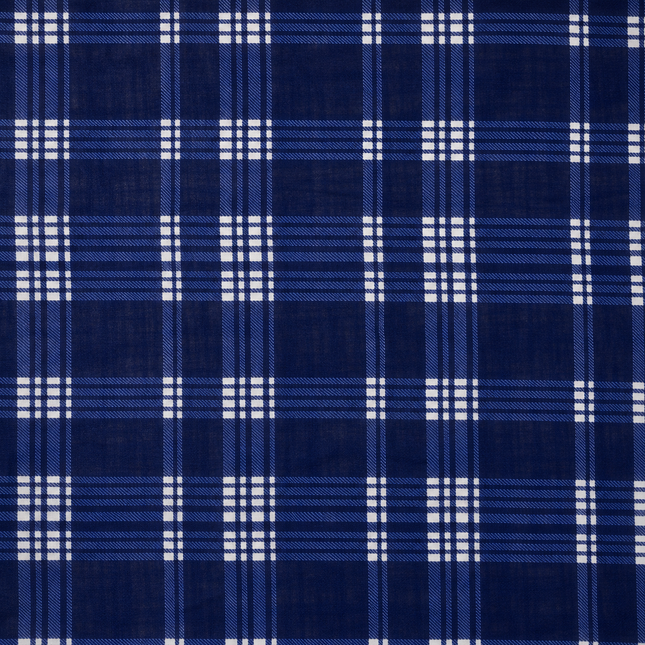 Dark Blue & White Plaid Check Print Fabric — design 1294GS-RBPF/DS-548, Clothwala