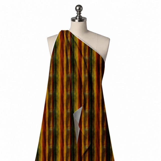 Draped on a mannequin: vertical stripes with blurred edges and fine dark hairline streaks, design Design No_3922, Clothwala