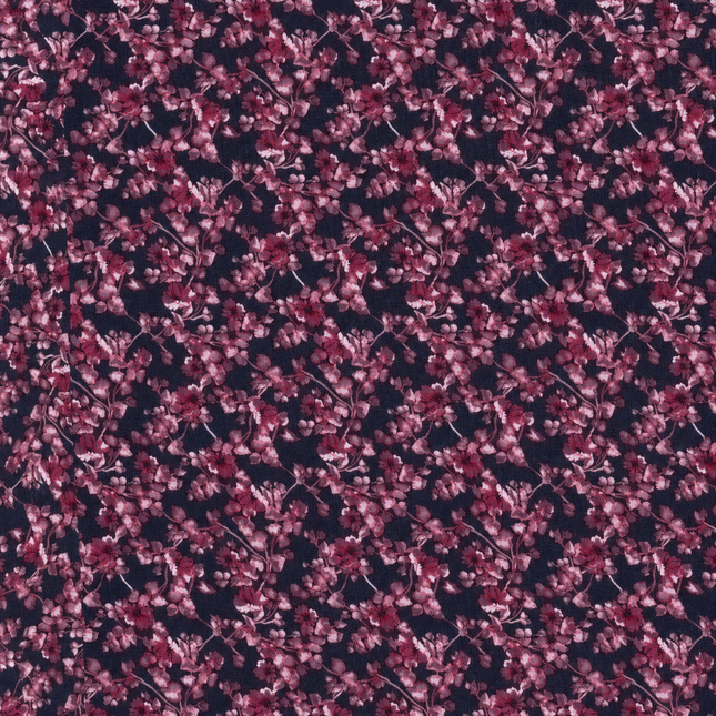 Dark Navy & Magenta Ditsy Floral Sprigs Print Fabric — design 10748G0-SBGP/DS-59, Clothwala
