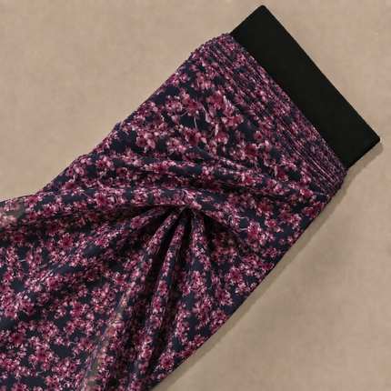 Dark Navy & Magenta Ditsy Floral Sprigs Print Fabric — design 10748G0-SBGP/DS-59, Clothwala