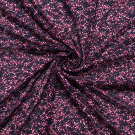 Dark Navy & Magenta Ditsy Floral Sprigs Print Fabric — design 10748G0-SBGP/DS-59, Clothwala