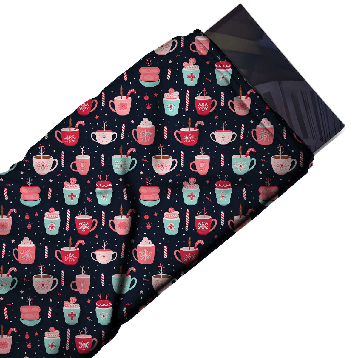Flat fabric swatch: all-over one-way print of pink, red, design Design No_4722, Clothwala