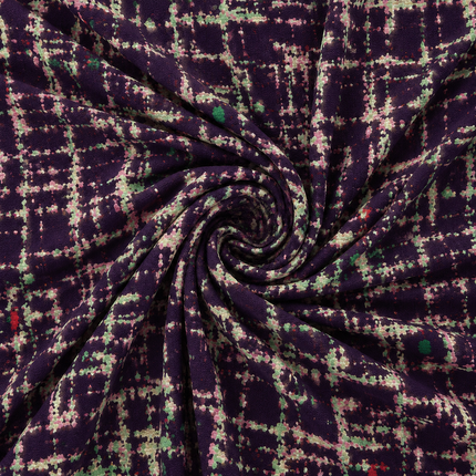 Dark Purple & Light Green Textured Plaid Grid Print Fabric — design 1422DSG-SBGP/DS-89, Clothwala