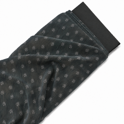Dark Teal & Off-White Ditsy Floral Clusters Print Fabric — design DS-29, Clothwala
