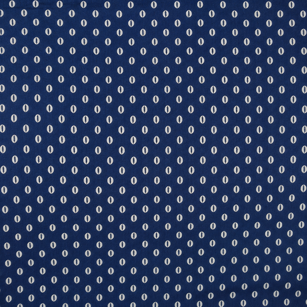 Deep Blue & Off-White Elongated Seed Dot Print Fabric