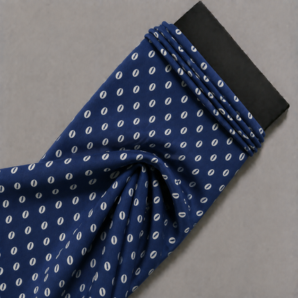 Deep Blue & Off-White Elongated Seed Dot Print Fabric — design 857SC-SBGP/DS-508, Clothwala