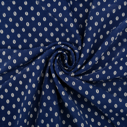 Deep Blue & Off-White Elongated Seed Dot Print Fabric — design 857SC-SBGP/DS-508, Clothwala