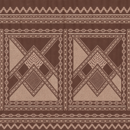 Deep Brown & Beige Geometric Tribal Squares Print Fabric — design 1563A48G-AGGP/DS-532, Clothwala
