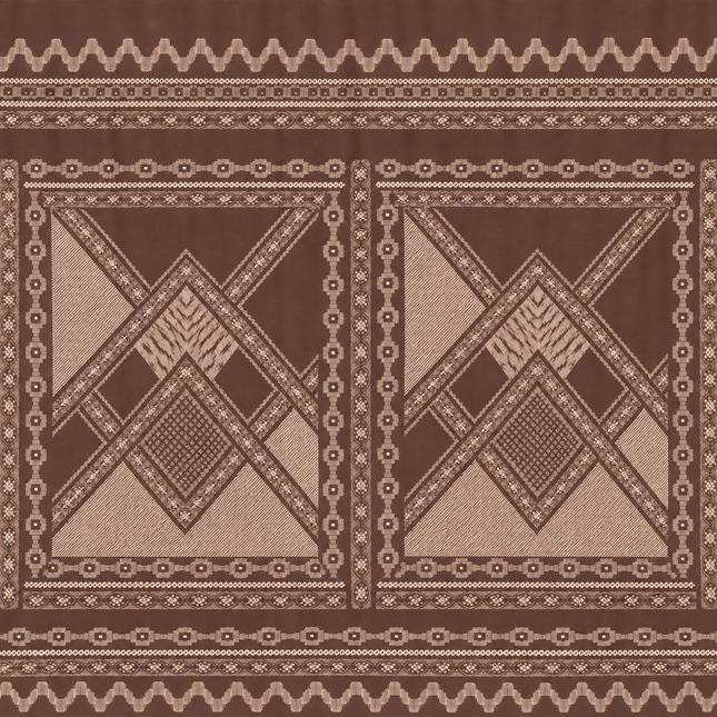 Deep Brown & Beige Geometric Tribal Squares Print Fabric — design 1563A48G-AGGP/DS-532, Clothwala