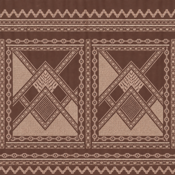 Deep Brown & Beige Geometric Tribal Squares Print Fabric