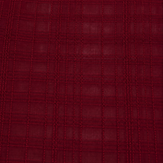 Deep Maroon Solid Georgette Dobby Check Pattern Fabric — design 698DBP-PBSRSM/DS-111, Clothwala