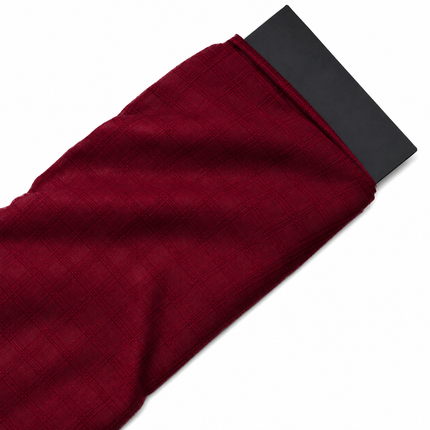Deep Maroon Solid Georgette Dobby Check Pattern Fabric — design 698DBP-PBSRSM/DS-111, Clothwala