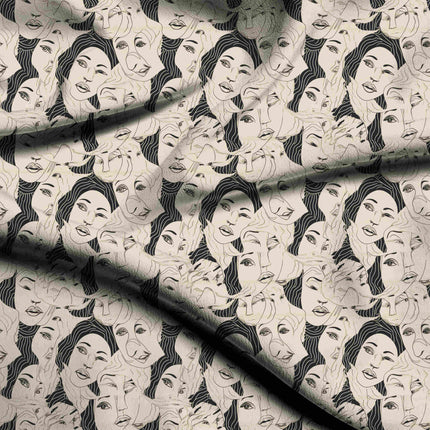 ivory cream other digital print fabric texture — large scale closeup