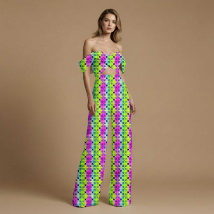neon pink floral all-over print pattern — medium scale repeat layout