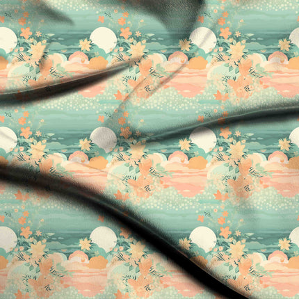 mint green floral print fabric draped — saree blouse styling