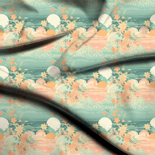 mint green floral print fabric draped — saree blouse styling