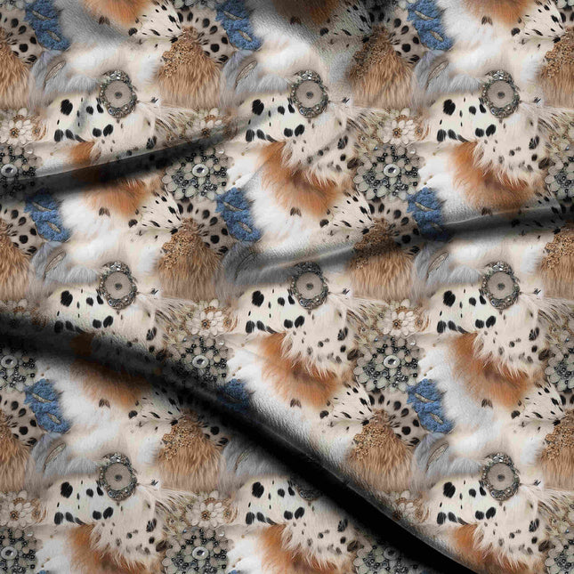 ivory cream other digital print fabric texture — medium scale closeup