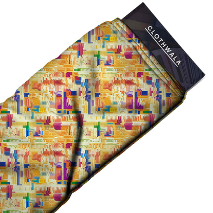saffron orange abstract all-over print pattern — medium scale repeat layout
