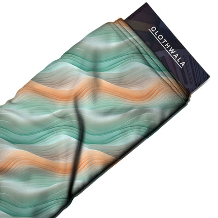 mint green abstract print fabric draped — saree styling