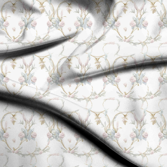 ivory cream floral digital print fabric texture — medium scale closeup