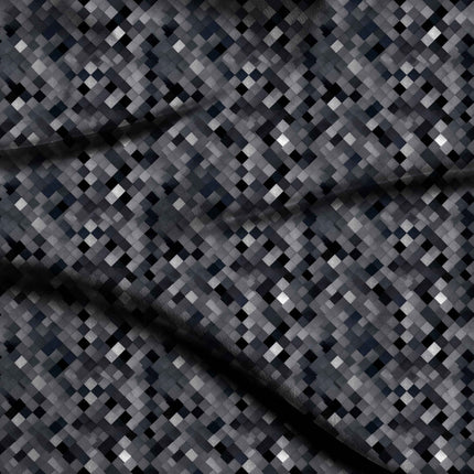 charcoal grey geometric digital print fabric texture — fine scale closeup