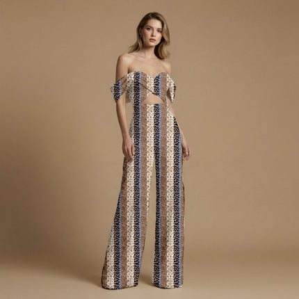 cobalt blue animal print fabric draped — co-ord set styling