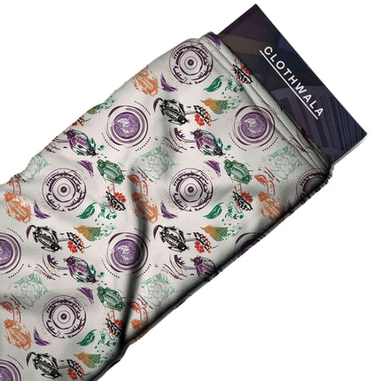 ivory cream ethnic all-over print pattern — medium scale repeat layout