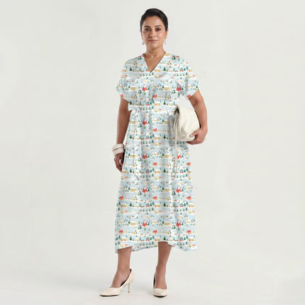 Sky Blue Other Digital Print Fabric for Kurti | Whimsical garden party - Image 7