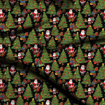 Forest Green Floral Digital Print Fabric for Dress | Festive ethnic wear - 4809