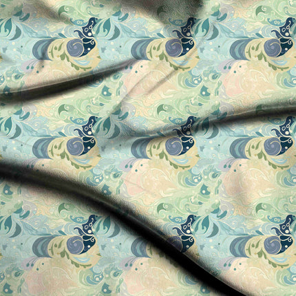 seafoam green abstract digital print fabric texture — medium scale closeup