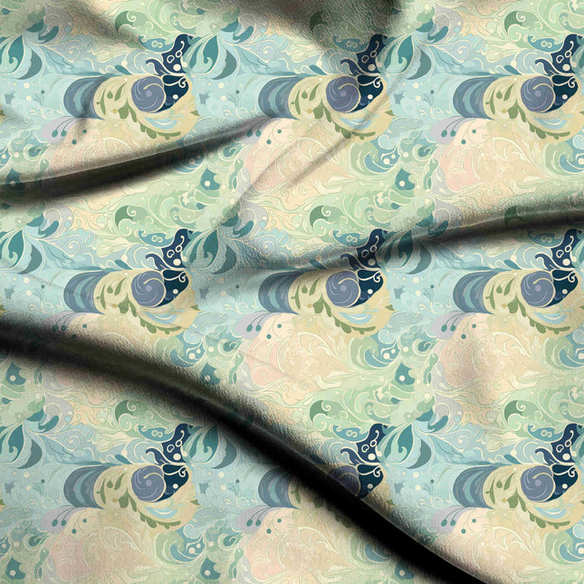 seafoam green abstract digital print fabric texture — medium scale closeup