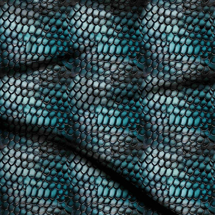deep teal animal digital print fabric texture — medium scale closeup