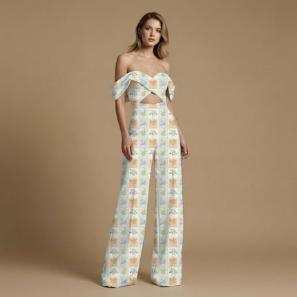 ivory cream floral all-over print pattern — medium scale repeat layout