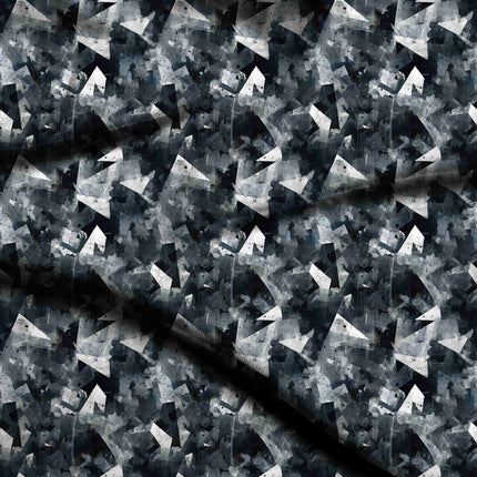 charcoal geometric digital print fabric texture — large scale closeup