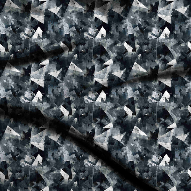 charcoal geometric digital print fabric texture — large scale closeup