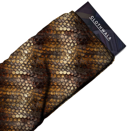 burnished gold animal fabric detail — textured finish digital print closeup