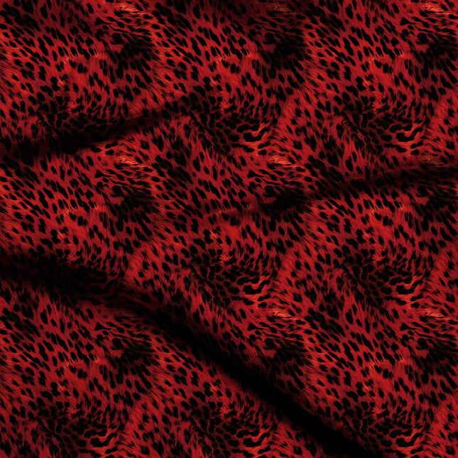 fiery red animal digital print fabric texture — large scale closeup