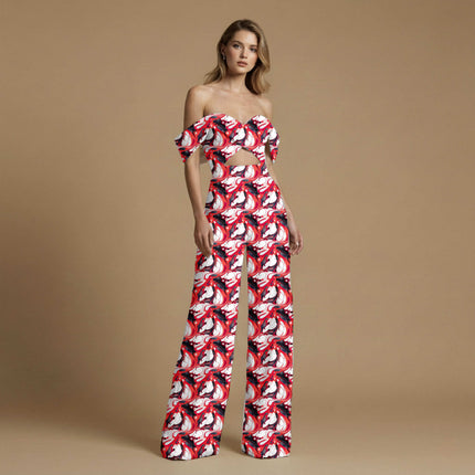 scarlet red abstract all-over print pattern — large scale repeat layout