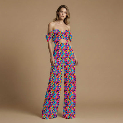 fuchsia pink abstract all-over print pattern — medium scale repeat layout