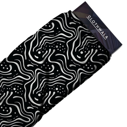 jet black abstract all-over print pattern — medium scale repeat layout