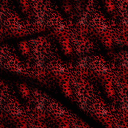 crimson red animal digital print fabric texture — medium scale closeup