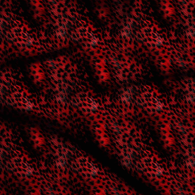 crimson red animal digital print fabric texture — medium scale closeup