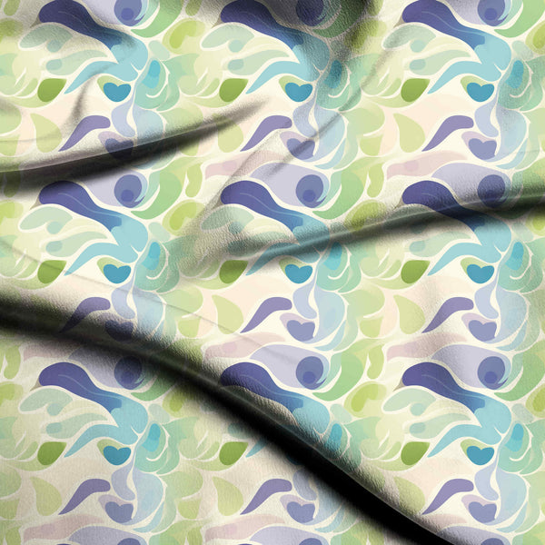 Periwinkle Blue Cool-toned abstract swirls and flowing Blouse Fabric