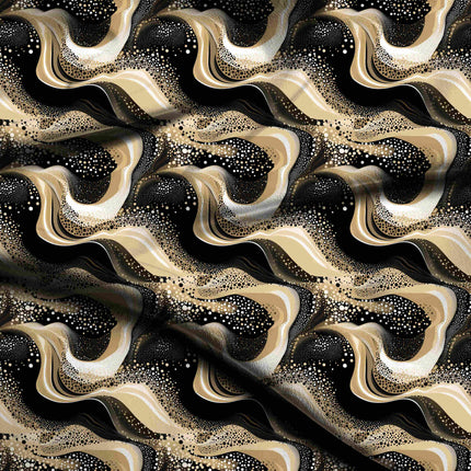 jet black abstract digital print fabric texture — medium scale closeup